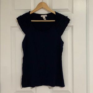 Navy Blue cap sleeve Shirt